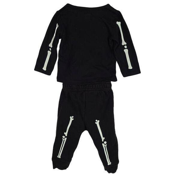 Garanimals black glow in the dark skeleton tee shirt sweatpants 6-9 months - Picture 2 of 11